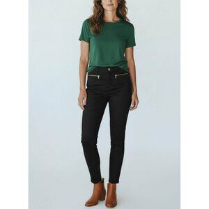Gap Womens 1969 Black Slim Fit Stretch Pants With Zipper Accents Size 6/28R